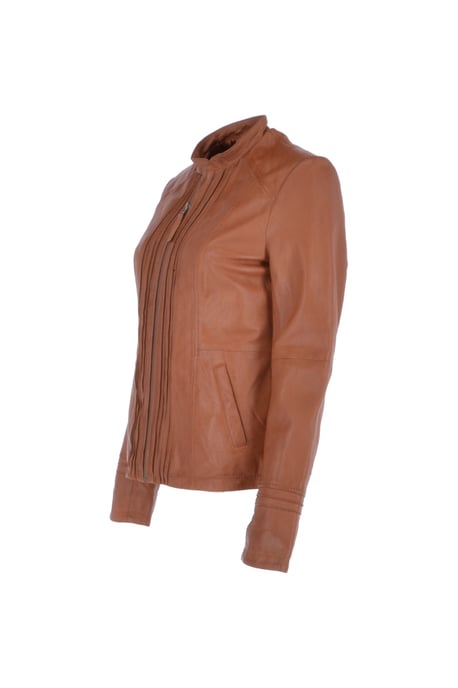 Real Leather Mandarin Collar Jacket - Image 3