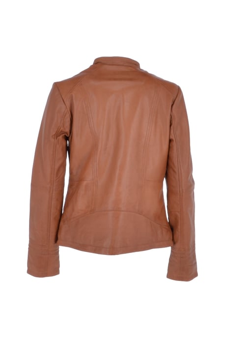 Real Leather Mandarin Collar Jacket - Image 4