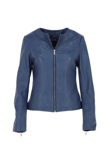 'Francesca' Collarless Real Leather Fashion Jacket - Image 2