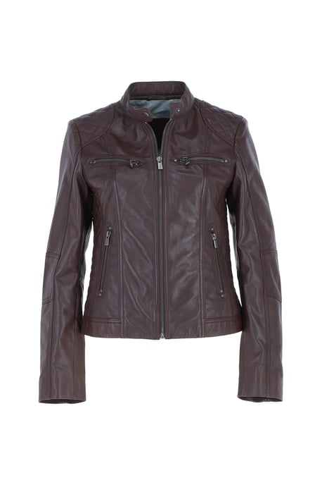 'Donna Milano' Real Leather Fashion Biker Style Jacket - Image 2