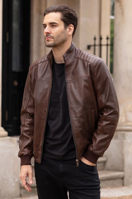 'Firenze' Exquisite Real Leather Bomber Jacket - Image 1