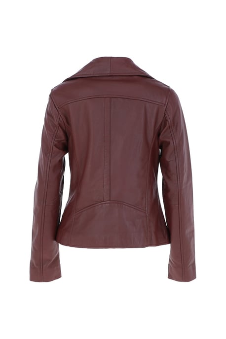 'Isabella' Real Leather Wide Collar Biker Jacket - Image 4