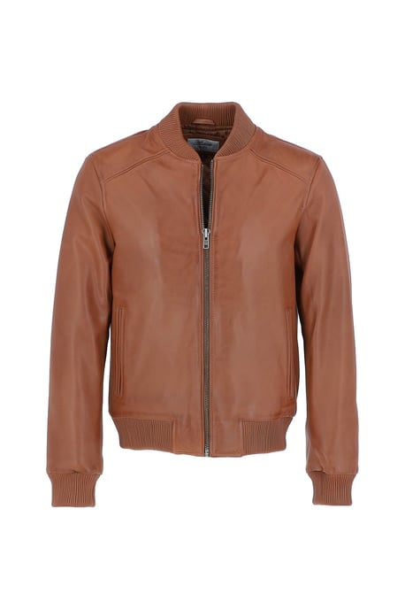'Diego' Mens Leather Bomber Jacket - Image 2
