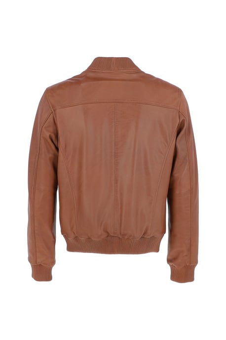 'Diego' Mens Leather Bomber Jacket - Image 4