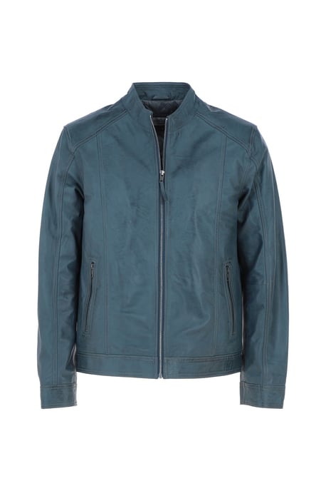 'Alberto' Mens Leather Biker Jacket - Image 1