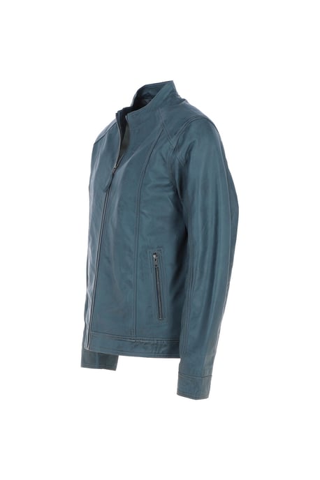 'Alberto' Mens Leather Biker Jacket - Image 2