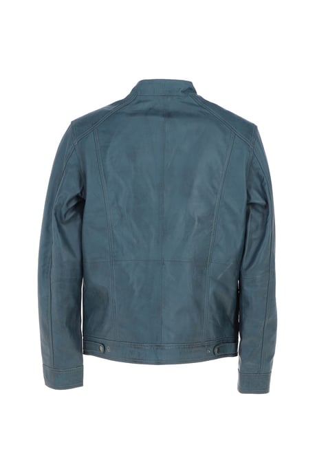 'Alberto' Mens Leather Biker Jacket - Image 3