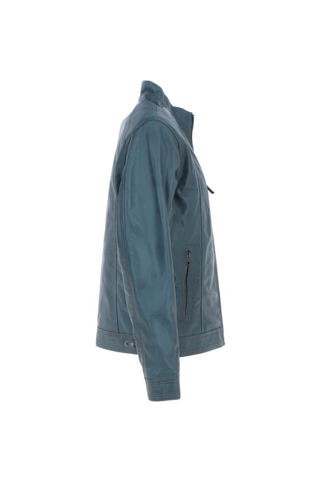 'Alberto' Mens Leather Biker Jacket - Image 4