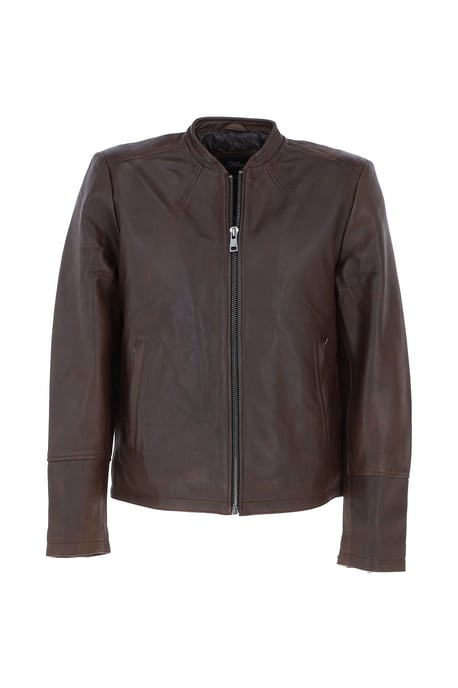 'Fons' Leather Slim Fit Biker Jacket - Image 1