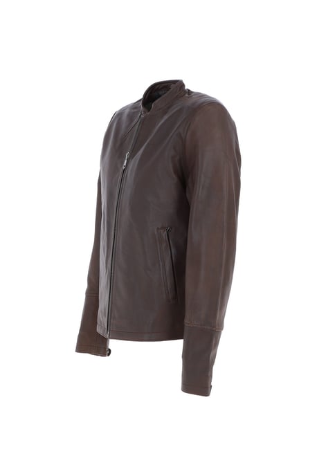 'Fons' Leather Slim Fit Biker Jacket - Image 2
