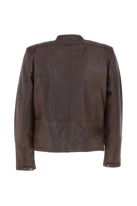 'Fons' Leather Slim Fit Biker Jacket - Image 3