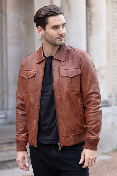 'Giovanni' Exquisite Real Leather Bomber Jacket - Image 1