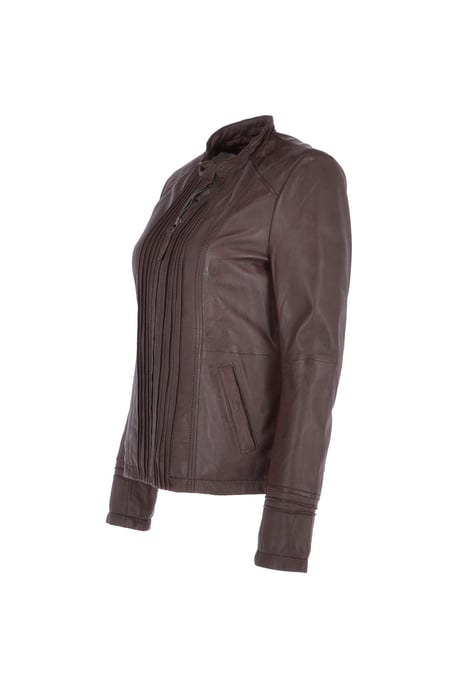 Real Leather Mandarin Collar Jacket - Image 3