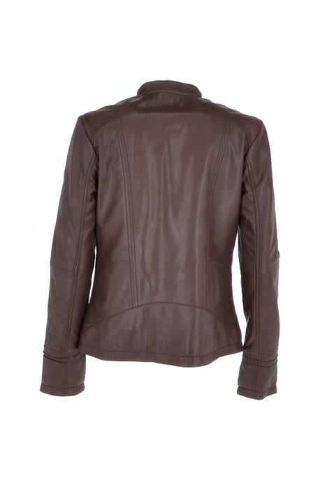 Real Leather Mandarin Collar Jacket - Image 4