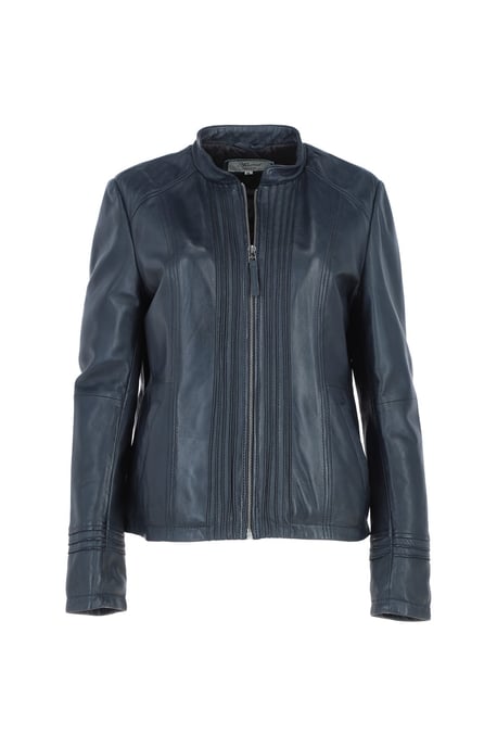 Real Leather Mandarin Collar Jacket - Image 2