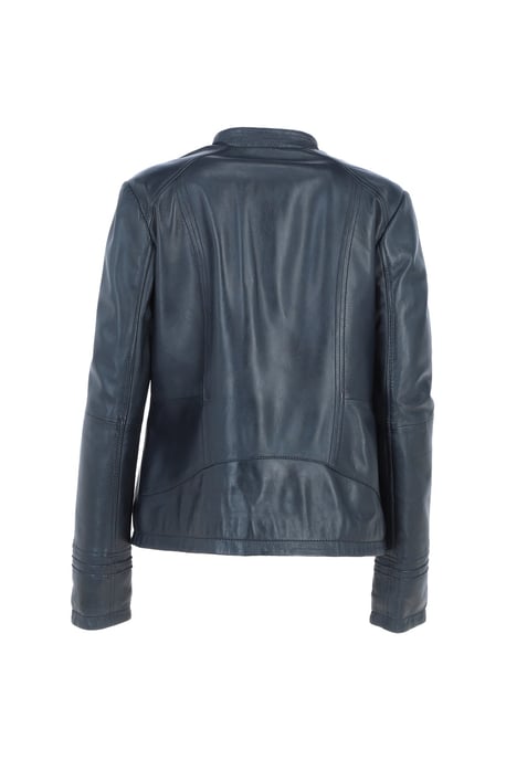 Real Leather Mandarin Collar Jacket - Image 4