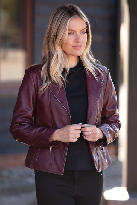 'Vento' Real Leather Biker Jacket - Image 1