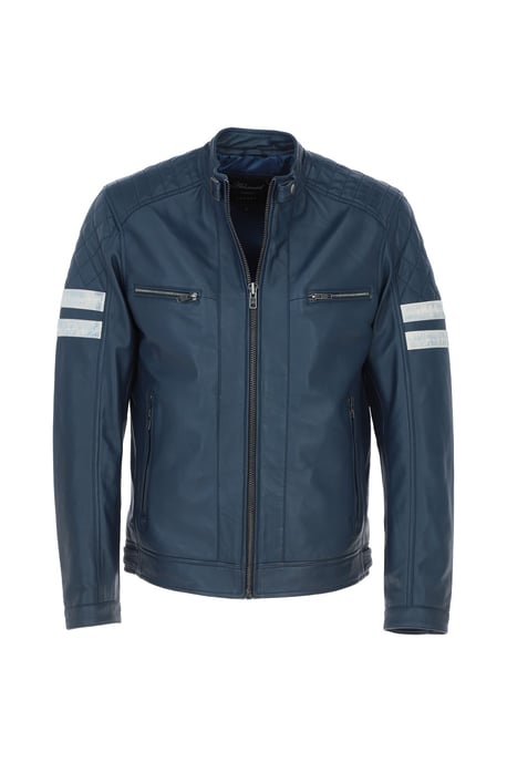 'Nova' Ashwood Leather Contrasting Stripe Biker Jacket - Image 2
