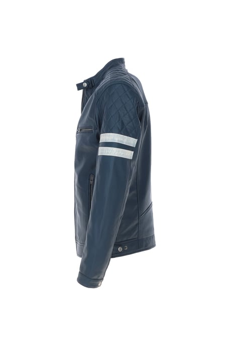 'Nova' Ashwood Leather Contrasting Stripe Biker Jacket - Image 4