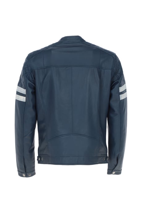 'Nova' Ashwood Leather Contrasting Stripe Biker Jacket - Image 5