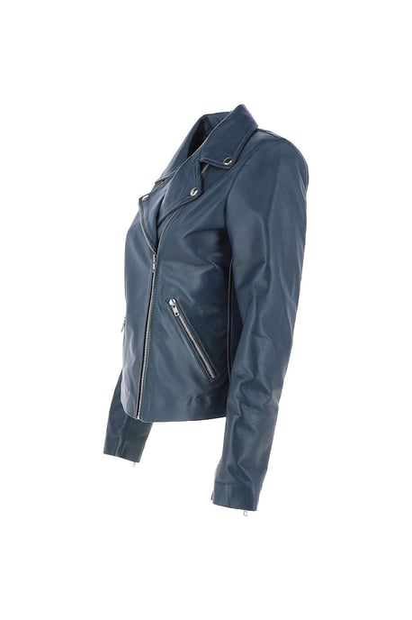 'Celia' Leather Fashion Biker Jacket Women Coat - Image 3