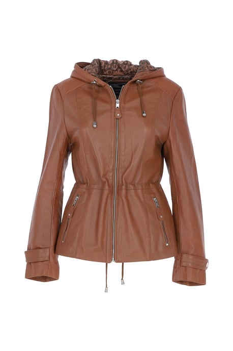 'Anne' Leather Jacket with Adjustable Waist String - Image 2