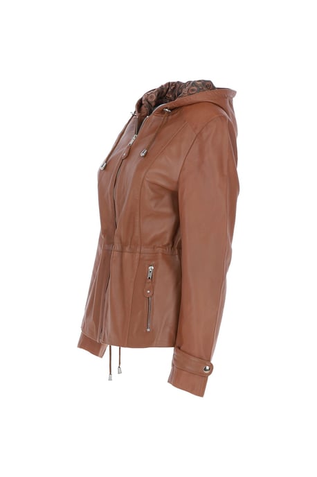 'Anne' Leather Jacket with Adjustable Waist String - Image 3
