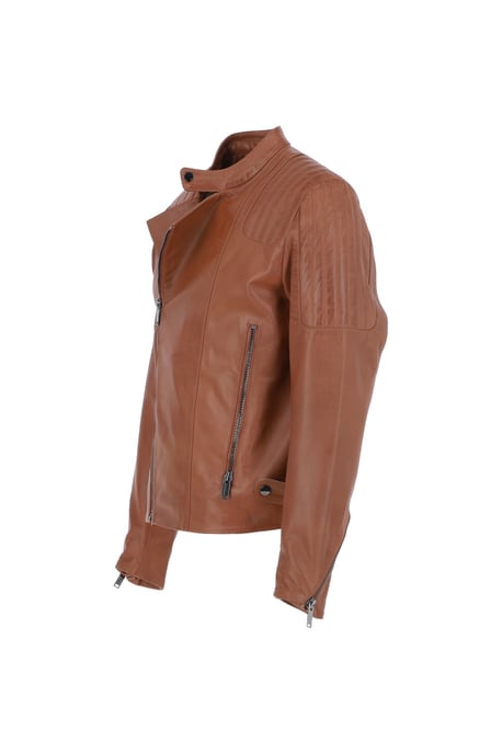 'Filippo' Mens Leather Cross Zip Biker Jacket - Image 3