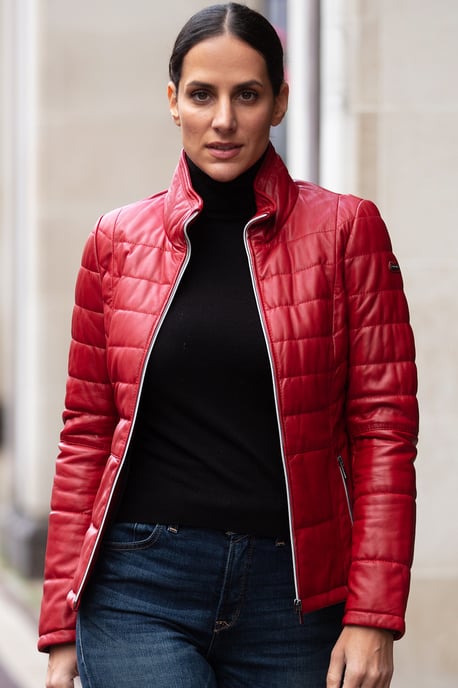 'Anita' Real Leather Stitch Detailing Jacket - Image 1