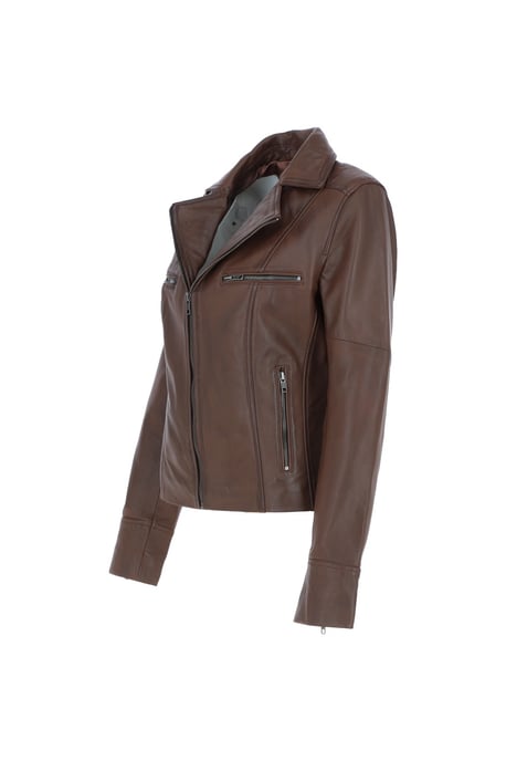 'Eva' Leather Biker Style Jacket Women Coat - Image 3