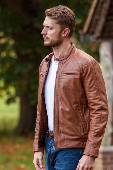 'Bronx' Real Leather Biker Jacket - Image 1