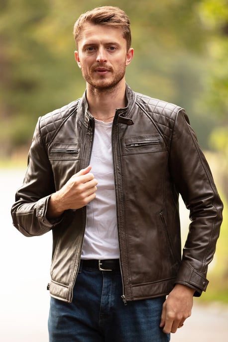 'Bronx' Real Leather Biker Jacket - Image 1
