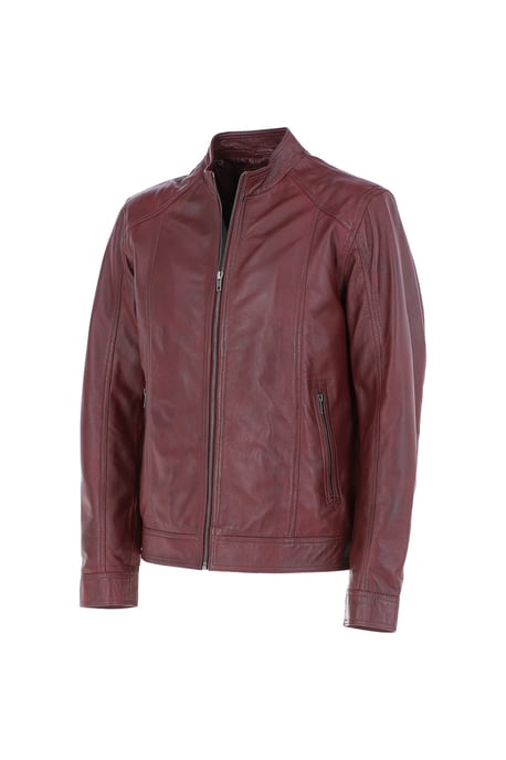 'Alberto' Mens Leather Biker Jacket - Image 2