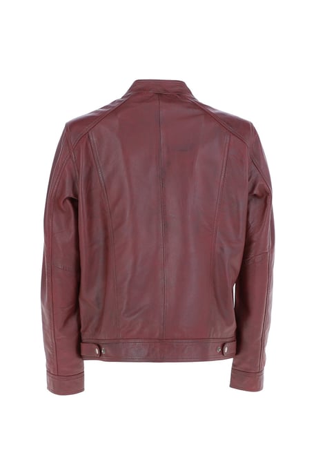 'Alberto' Mens Leather Biker Jacket - Image 3
