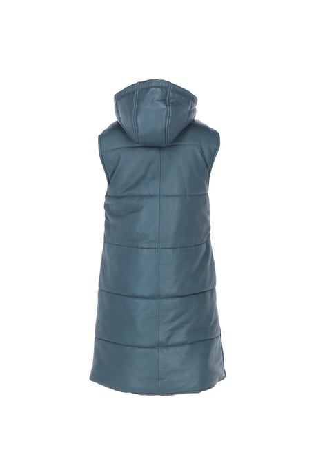 'Giacca' Leather Long Gilet With Detachable Hood - Image 4