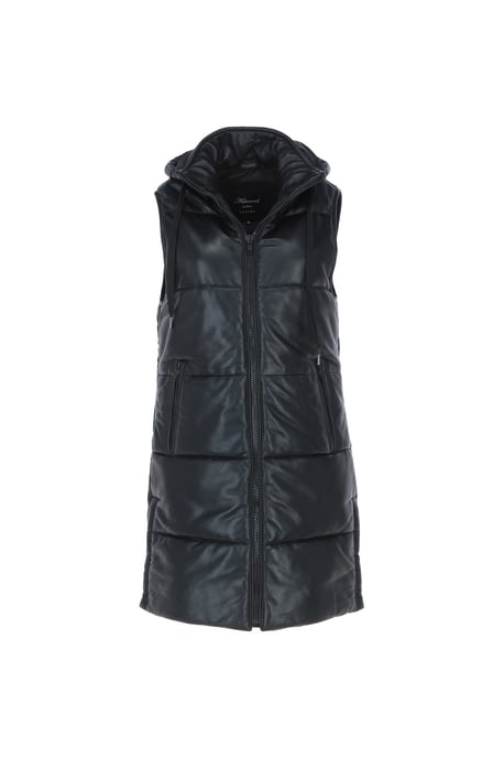 'Giacca' Leather Long Gilet With Detachable Hood - Image 2