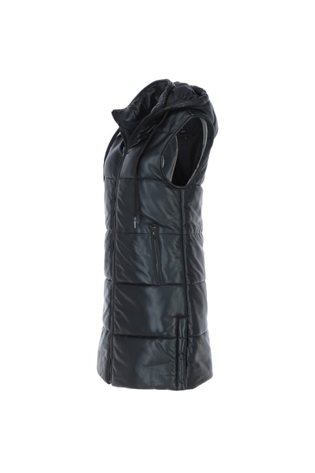'Giacca' Leather Long Gilet With Detachable Hood - Image 3