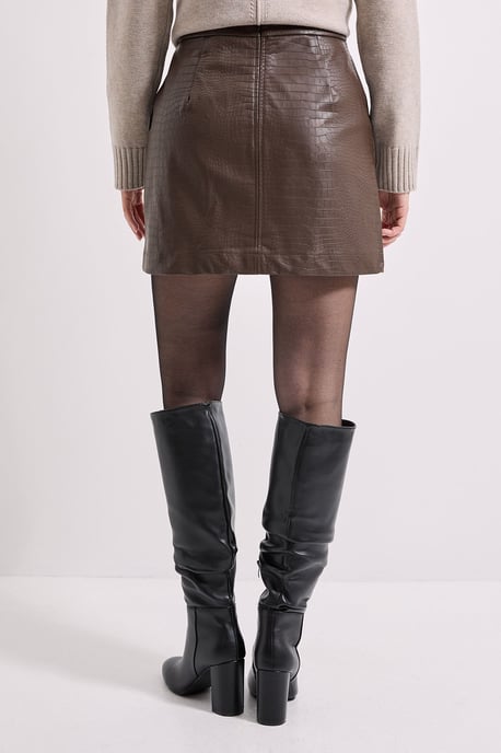 Croc Faux Leather Mini Skirt - Image 3
