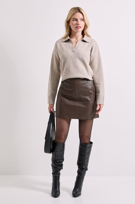 Croc Faux Leather Mini Skirt - Image 4