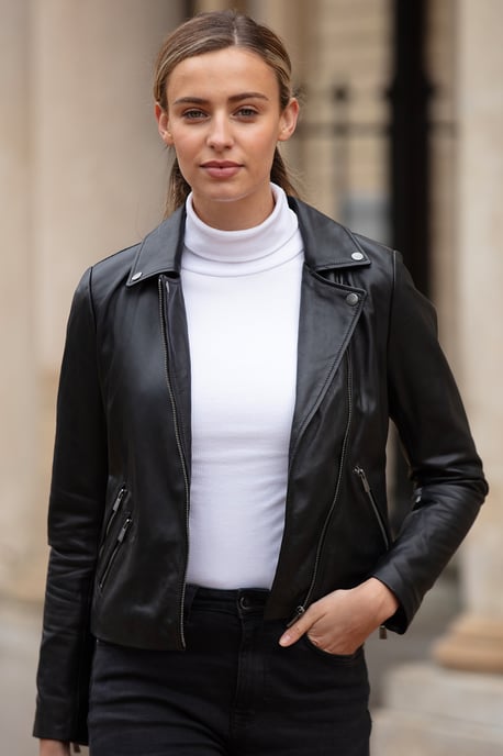 'Celia' Leather Fashion Biker Jacket Women Coat - Image 1