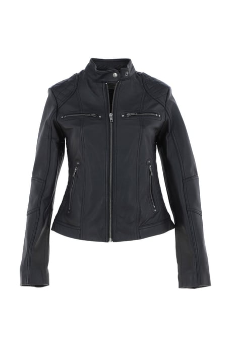 'Donna Milano' Real Leather Fashion Biker Style Jacket - Image 2