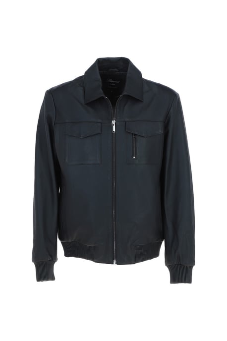 'Torino Classic' Real Leather Classic Bomber Jacket With Brando Collar - Image 2