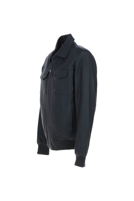 'Torino Classic' Real Leather Classic Bomber Jacket With Brando Collar - Image 3