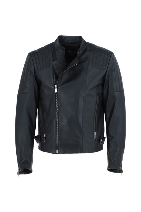 'Filippo' Mens Leather Cross Zip Biker Jacket - Image 2