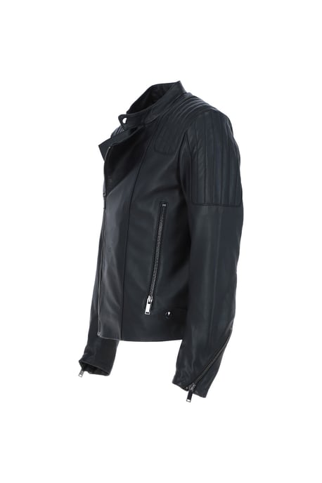 'Filippo' Mens Leather Cross Zip Biker Jacket - Image 3