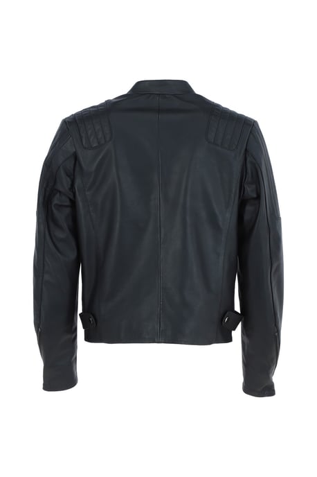 'Filippo' Mens Leather Cross Zip Biker Jacket - Image 4