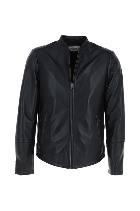 'Fons' Leather Slim Fit Biker Jacket - Image 2