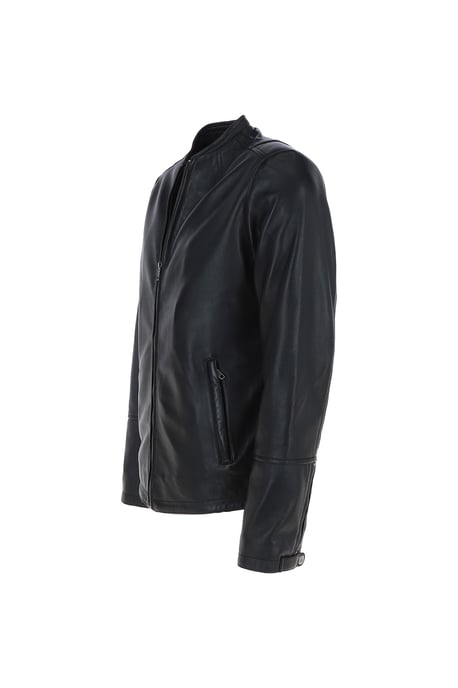 'Fons' Leather Slim Fit Biker Jacket - Image 3