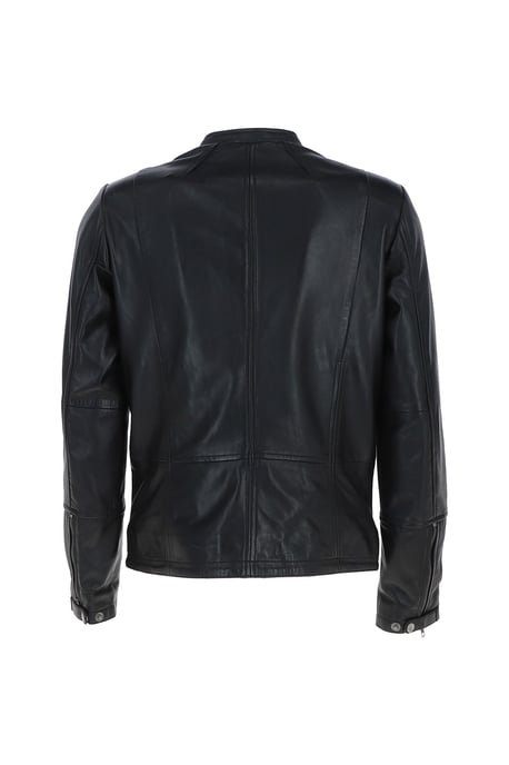 'Fons' Leather Slim Fit Biker Jacket - Image 4
