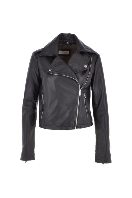 'Brooklyn' Short Leather Biker Jacket - Image 2
